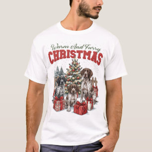 Deutsche Weihnachtsfamilie mit Deutsch Drahthaar T-Shirt