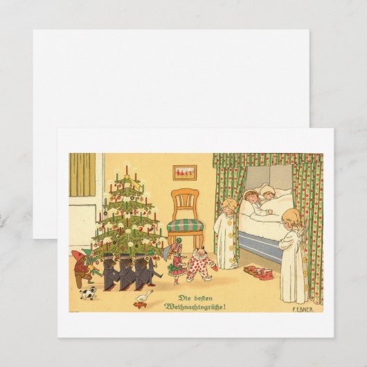 Deutsche Weihnachtskarte Feiertagspostkarte (Vorne/Hinten)