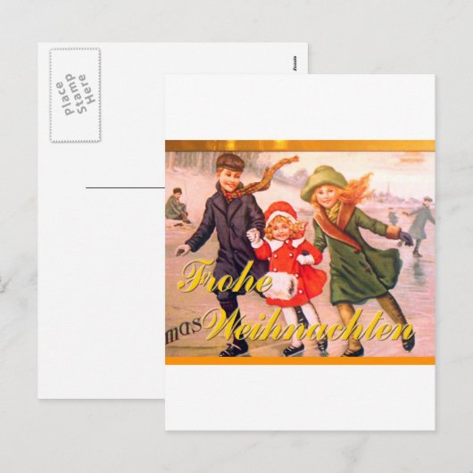 Deutsche Weihnachtskarte Frohe Weihnachten (Vorne/Hinten)