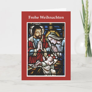 Deutsche Weihnachtskarte, verklebtes Glas, Heilige Feiertagskarte