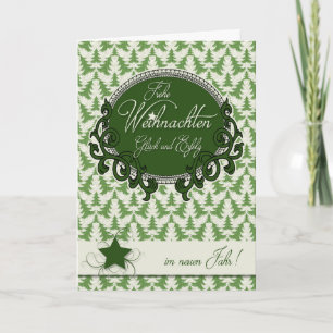 Deutsche WeihnachtsRetro Grüne Bäume Feiertagskarte