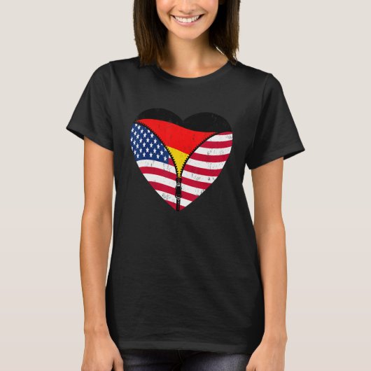 Deutsche Wurzeln in Amerika gewachsen Für Halb Deu T-Shirt (Vorderseite)