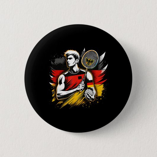 Deutscher Badminton-Enthusiast Schläger Federball Button (Vorderseite)