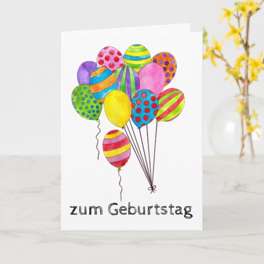 Deutscher Ballonhaufen zum Geburtstag Karte (Gelbe Blume)