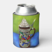 Deutscher Bierstein w/Hinged Lid Blue Green Dosenkühler (Kanne Vorderseite)