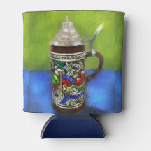 Deutscher Bierstein w/Hinged Lid Blue Green