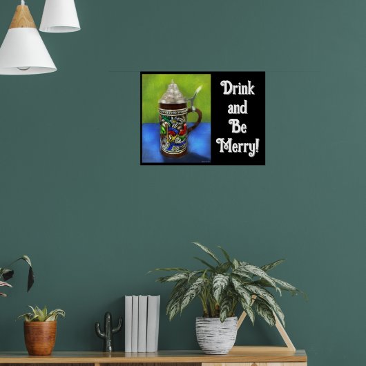 Deutscher Bierstein w/Hinged Lid Blue Green Poster (Wohnzimmer 1)