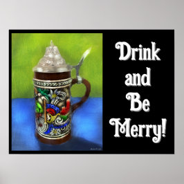 Deutscher Bierstein w/Hinged Lid Blue Green Poster