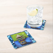 Deutscher Bierstein w/Hinged Lid Blue Green Rechteckiger Pappuntersetzer (Vor Ort)