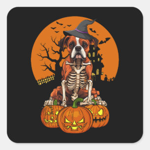 Deutscher Boxer Hund Halloween Quadratischer Aufkleber