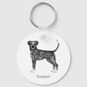 Deutscher Boxerhund in Schwarz-Weiß- und benutzerd Schlüsselanhänger