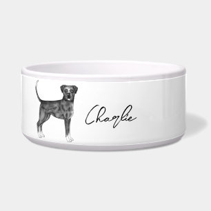 Deutscher Boxerhund in Schwarzweiß & benutzerdefin Napf
