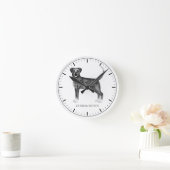 Deutscher Boxerhund in Schwarzweiß & benutzerdefin Runde Wanduhr (Zuhause)