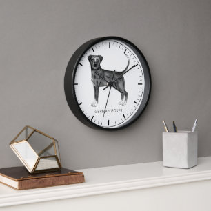 Deutscher Boxerhund in Schwarzweiß & benutzerdefin Uhr