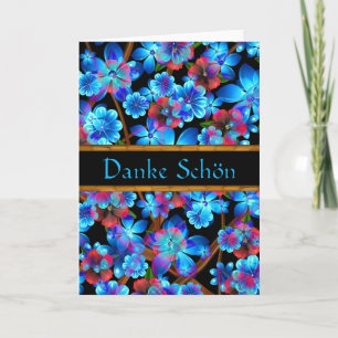 Deutscher danken Ihnen blauer Blumen-Karten-freier Dankeskarte