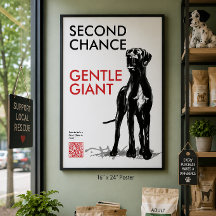 Deutscher Dogge Rettungs-QR-Code-Plakat