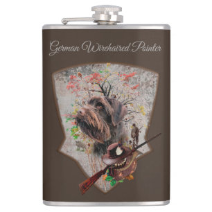 Deutscher Drahthaar Pointer Flask Flachmann