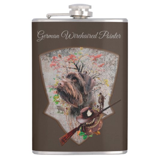 Deutscher Drahthaar Pointer Flask Flachmann (Vorderseite)
