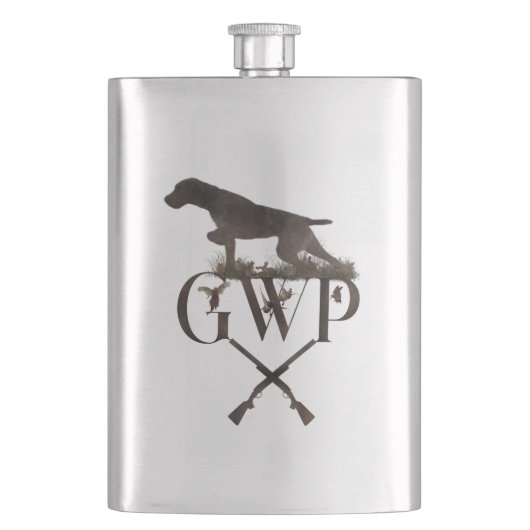 Deutscher Drahthaar Pointer Flask Flachmann (Vorderseite)