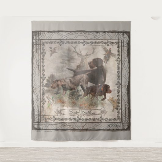 Deutscher Drahthaar Pointer Tapestry Wandteppich (Vorderseite)