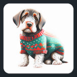 Deutscher Drahthaar Pointer Xmas Sweater Sticker<br><div class="desc">Wenn Urlaubsmode verraten wird, ist dieses deutsche Drahthaar Pointer das Poster-Jungtier. In festlichem Flair und verletzter Würde ist er hier, um Ihren Laptop, Ihre Urlaubsbrillen oder Geschenketiketten mit seiner ausgefallenen Missbilligung zu verwöhnen. Ob Sie ihn als GWP, Deutsch Drahthaar oder einfach nur Ihre schmutzigen Bestie bezeichnen, dieser Aufkleber bringt den...</div>