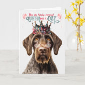 Deutscher Drahthaarterrier Pointer Queen Day Funny Karte (Gelbe Blume)