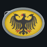 Deutscher Eagle Ovale Gürtelschnalle<br><div class="desc">Dieser deutsche Adlerentwurf durch Richard H. Fay erklärt das moderne und das mittelalterliche. Er wurde durch den modernen bundesstaatlichen Adler und die verschiedenen mittelalterlichen heraldischen Adler inspiriert.</div>