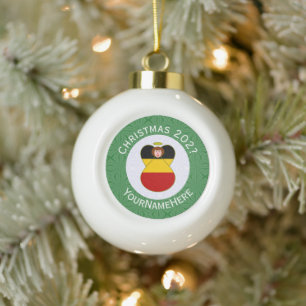 Deutscher Engel Weihnachtsflagge Personalisiert  Keramik Kugel-Ornament