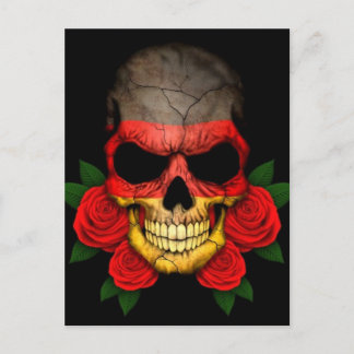 Deutscher Flaggenschädel mit Rote Rosen Postkarte