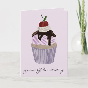 Deutscher Geburtstag Cherry Cupcake Karte