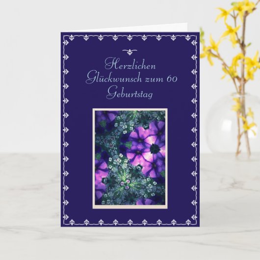 Deutscher: Glücklicher 60. Geburtstag Karte (Gelbe Blume)