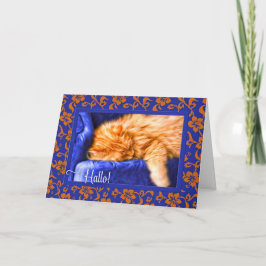 DEUTSCHER Hallo! Orange Tabby Cat Blank Feiertagskarte