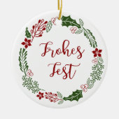 Deutscher Happy Holidays Wreath, Frohes Fest Keramik Ornament (Vorne)