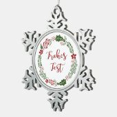 Deutscher Happy Holidays Wreath, Frohes Fest Schneeflocken Zinn-Ornament (Rechts)
