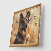 Deutscher Hirte 2 Gemäldeschau Quadratische Wanduhr (Winkel)