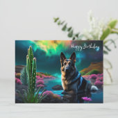 Deutscher Hirte auf einer Alien zum Geburtstag (Stehend Vorderseite)