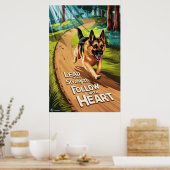 Deutscher Hirte, der durch Wälder führt Poster (Küche)