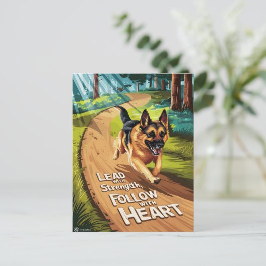 Deutscher Hirte, der durch Wälder führt Postkarte (Stehend Vorderseite)