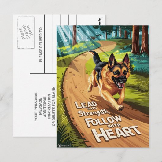 Deutscher Hirte, der durch Wälder führt Postkarte (Vorne/Hinten)