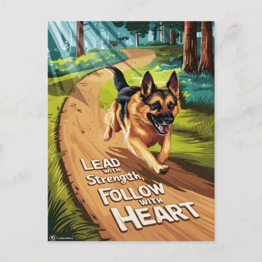 Deutscher Hirte, der durch Wälder führt Postkarte (Vorderseite)
