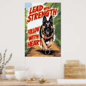 Deutscher Hirte, der mit Kraft und Herz läuft Poster (Küche)