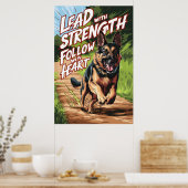 Deutscher Hirte, der mit Kraft und Herz läuft Poster (Küche)