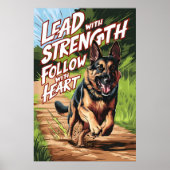 Deutscher Hirte, der mit Kraft und Herz läuft Poster (Vorne)