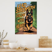 Deutscher Hirte, der mit Kraft und Herz läuft Poster (Küche)