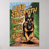 Deutscher Hirte, der mit Kraft und Herz läuft Poster (Vorne)