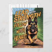 Deutscher Hirte, der mit Kraft und Herz läuft Postkarte (Vorne/Hinten)