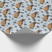 Deutscher Hirte Dog Paw Druckmuster auf Silber Geschenkpapier (Ecke)
