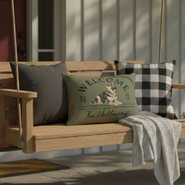 Deutscher Hirte - Familienname willkommen Dekokissen