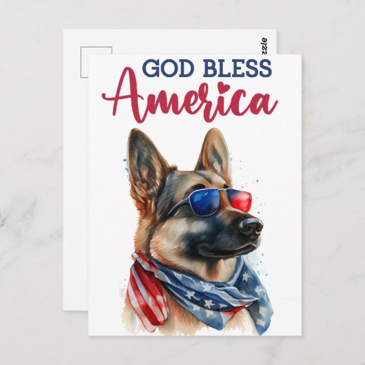 Deutscher Hirte, Gott segne Amerika Postkarte (Vorne/Hinten)