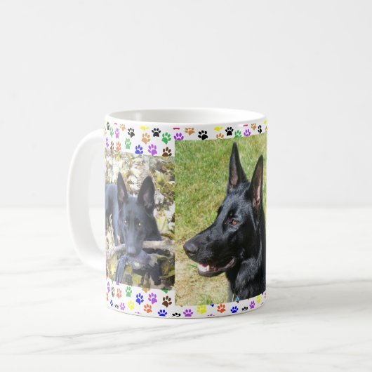 Deutscher Hirte, Herbst, 3 Bilder & Paw Prints, ZK Kaffeetasse (Vorderseite Links)